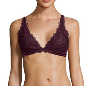 NWT Sam Edelman maroon lace velvet bralette